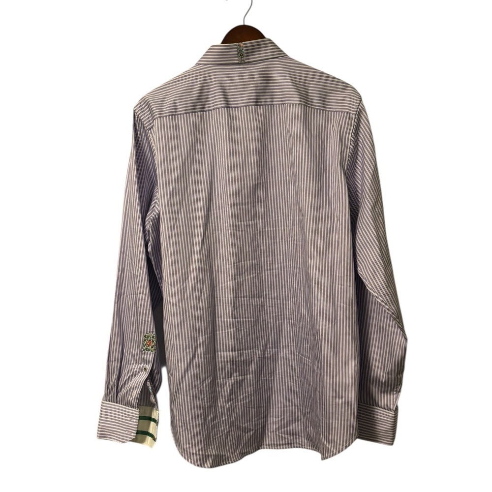 Robert Graham X Striped Men’s Dress Shirt Button Down Flip Cuff Size XL - Picture 3 of 7